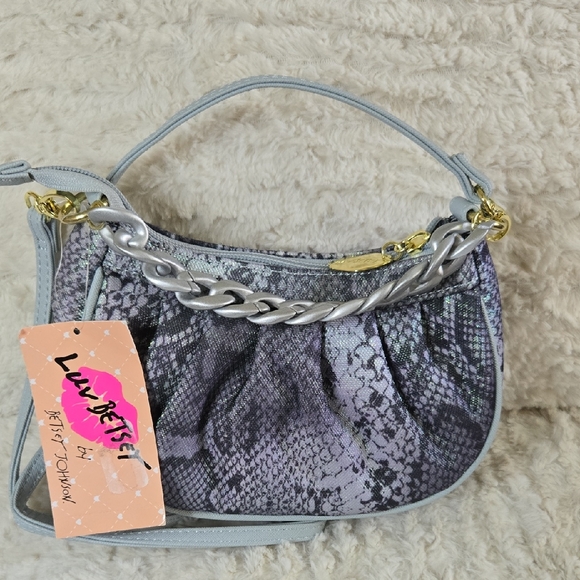 Betsey Johnson Handbags - Betsey Johnson Metallic Snakeskin Shoulder Bag